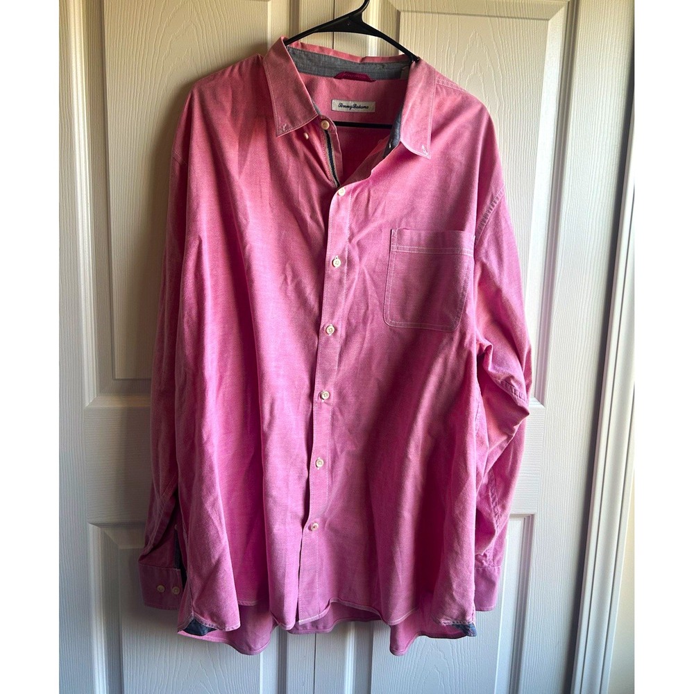 Tommy Bahama Men's Big & Tall 2XL Pink Solid Stretch Pocket Button-Up Shirt